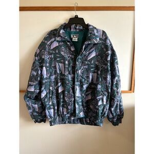 BMC Vintage 100% Silk Abstract Print Bomber Jacket — Size L